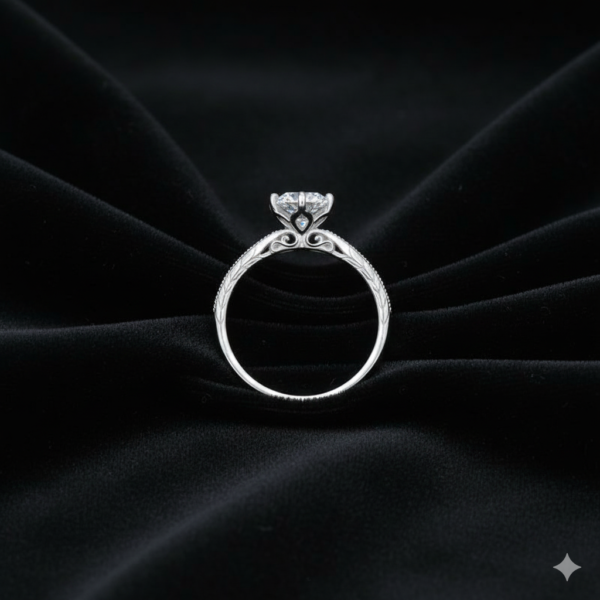 Luminous half-eternity band in 925 sterling silver, set with matched round brilliant lab-created stones (view 3)