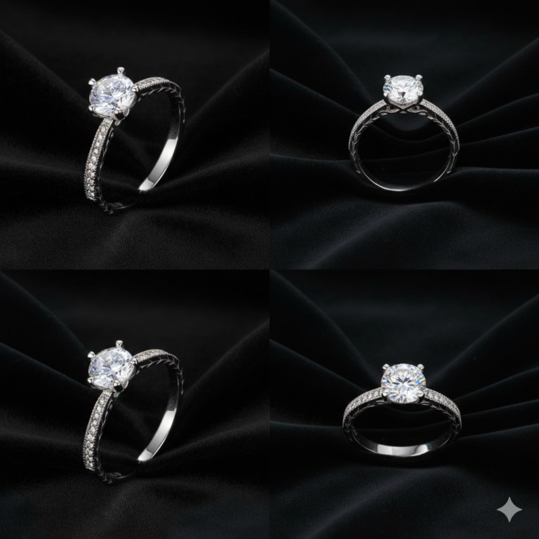 Luminous half-eternity band in 925 sterling silver, set with matched round brilliant lab-created stones (view 4)