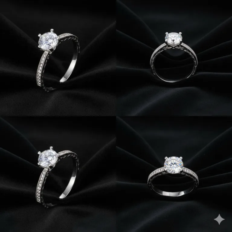 Luminous half-eternity band in 925 sterling silver, set with matched round brilliant lab-created stones (view 4)