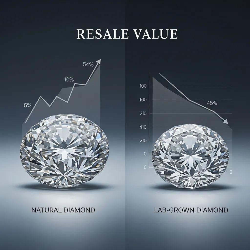 Contrast of resale value between lab-grown diamonds and natural diamonds