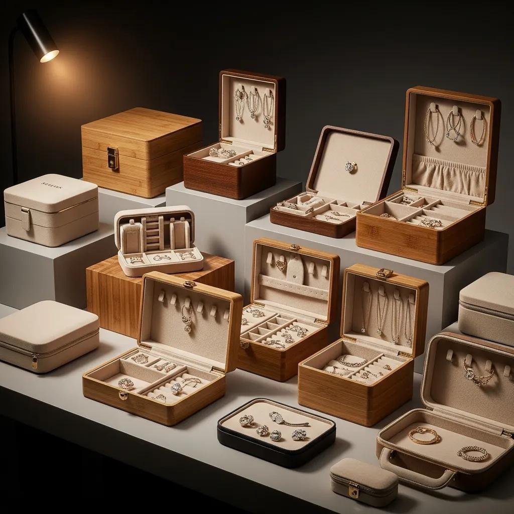 Elegant jewelry storage solutions for ethical diamonds, showcasing luxury boxes and organizers