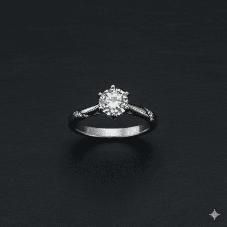 Eternal 1ct lab-created diamond solitaire ring in 925 sterling silver: six-prong setting on a twisted band with accent stones