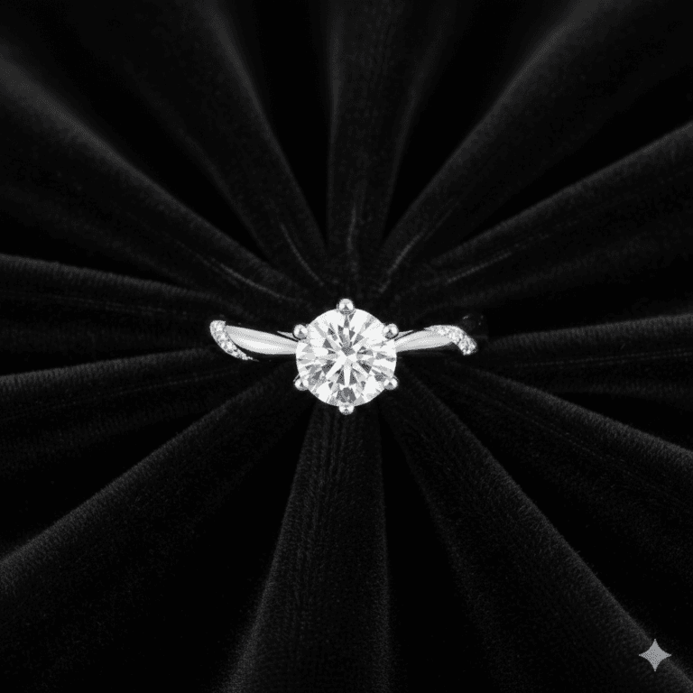 Eternal 1ct lab-created diamond solitaire ring in 925 sterling silver: six-prong setting on a twisted band with accent stones (view 2)