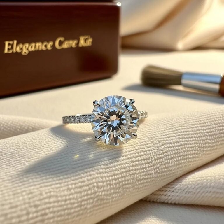 Lab grown diamond ring on soft fabric, emphasizing beauty and maintenance