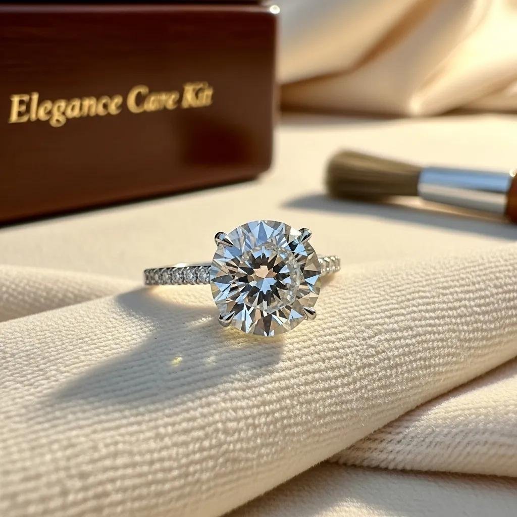 Lab grown diamond ring on soft fabric, emphasizing beauty and maintenance