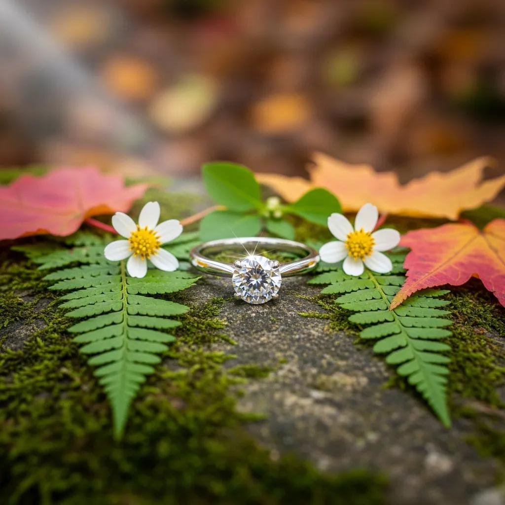 Exploring Financing Options for Your Lab Grown Engagement Ring Purchase 4 Lab-grown diamond ring surrounded by natural elements, symbolizing sustainability
